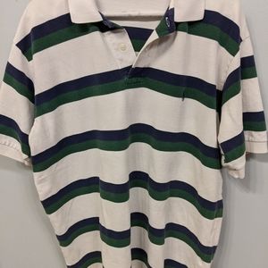 Mens Polo XL Green/blue/white striped. GUC